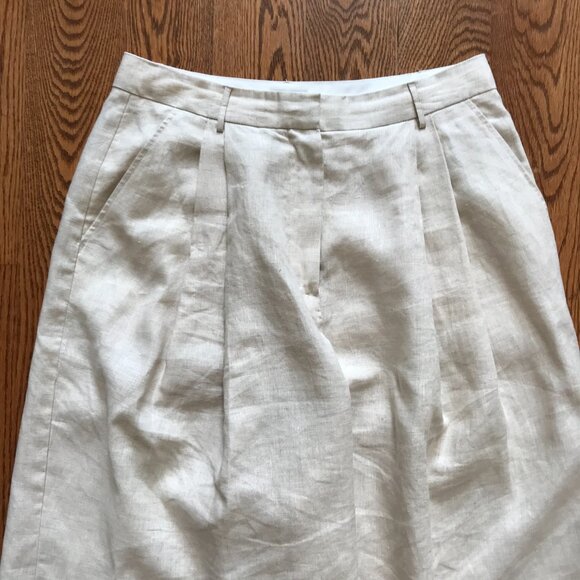 STAUD Cruz Linen Pleated Bermuda Shorts Womens 8 Natural Tan High Rise Beige - Picture 4 of 13